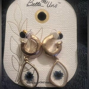 Bella Uno 100% Recycled Metal, Gold Tone, Sterling Silver Earwire Earrings, new